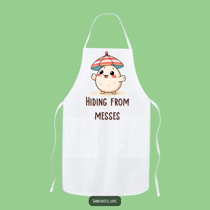 Funny Pufferfish Apron: Playful Beach Chef Hiding Under Umbrella, Fun Gift