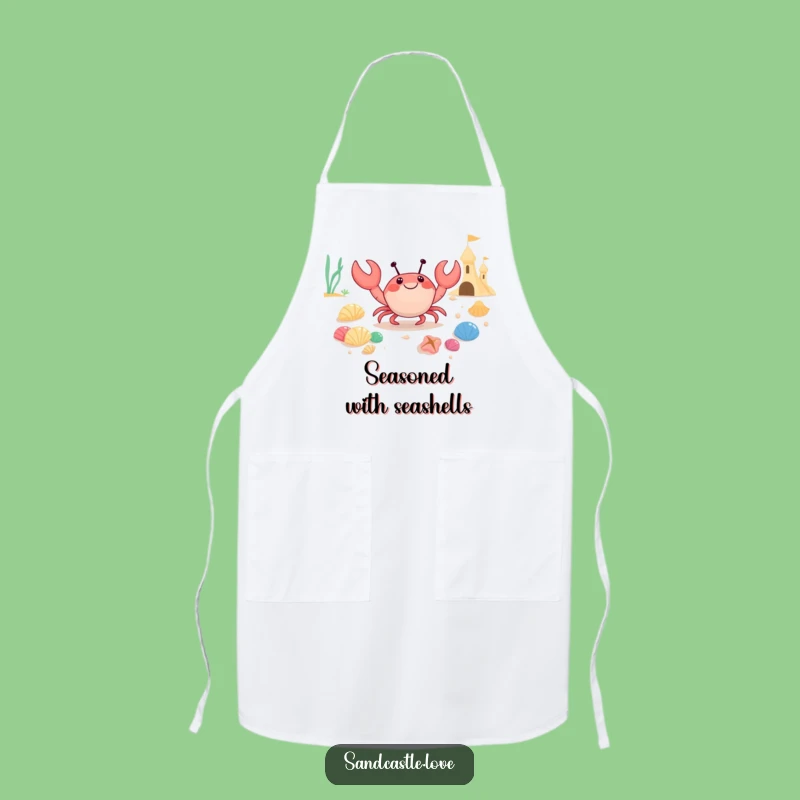 Funny Crab Seashell Builder Apron: Kitchen Fun with Coastal Crustacean Funny Gift