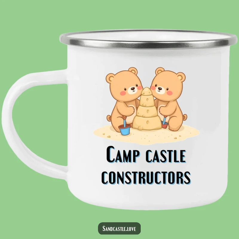 Funny Bear Sandcastle Builders Camping Mug: Rugged Fun with Outdoor Beach Art Funny Gift