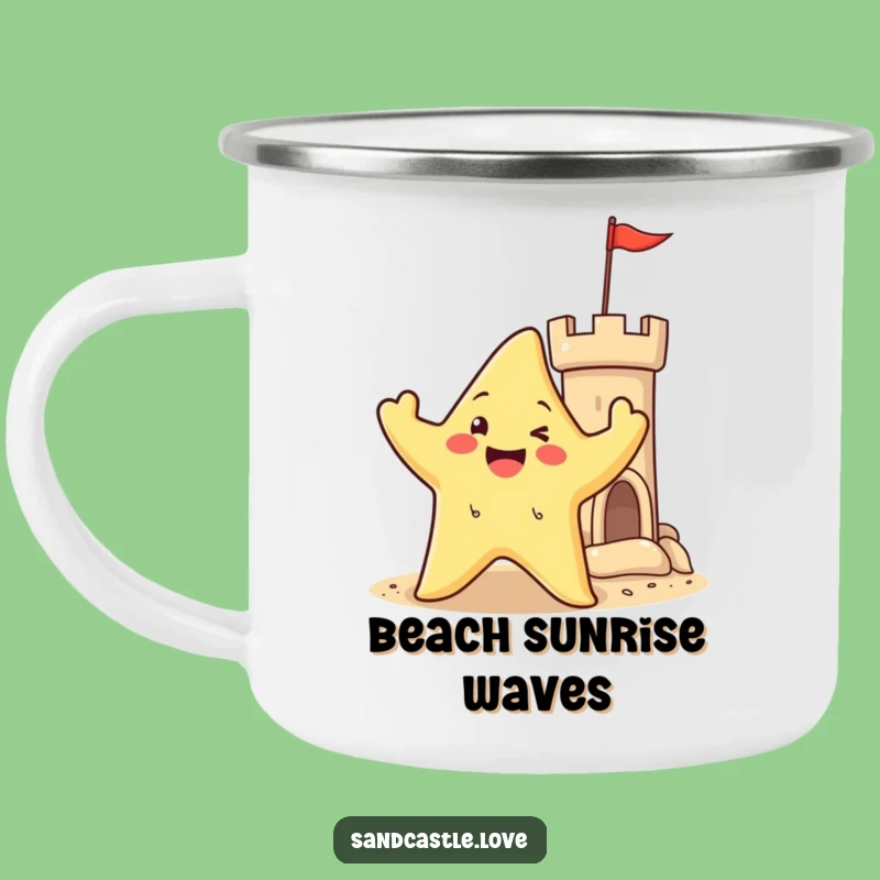 Happy Starfish Beach Camping Mug: Ocean Adventures, Fun Outdoor Gift!