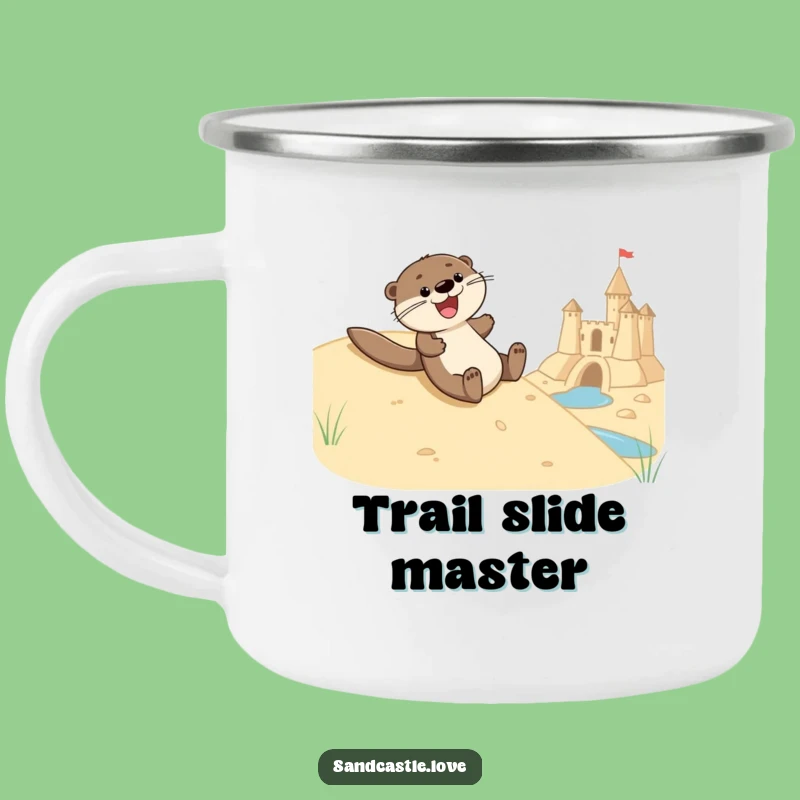 Funny Otter Sliding Camping Mug: Rugged Fun with Otter's Beach Descent Funny Gift