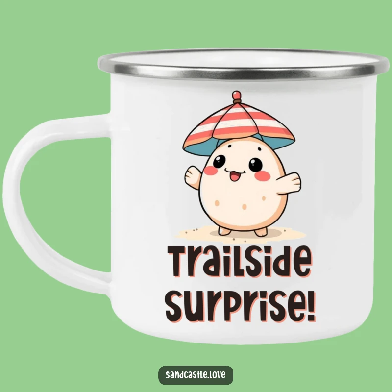 Funny Pufferfish Camp Mug: Playful Fish Under Umbrella, Outdoor Drinkware Gift