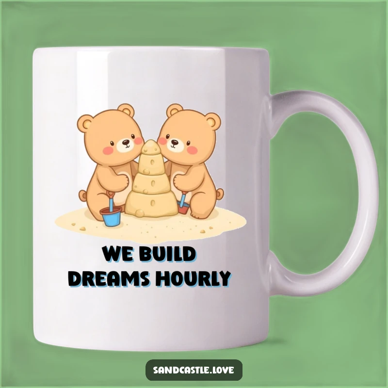 Funny Bear Sandcastle Builders Mug: Adorable Duo Crafting a Dreamy Beach Castle Funny Gift