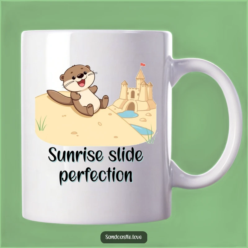 Funny Joyful Otter Sliding Mug: Smooth Descent to Sandcastle Fun Funny Gift