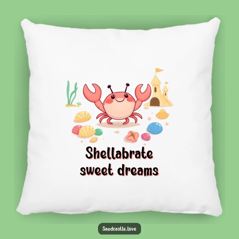 Funny Crab Seashell Pillow: Coastal Comfort with Cute Beach Decor Funny Gift