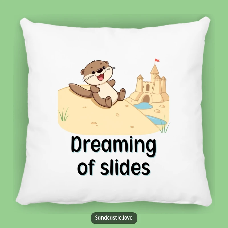 Funny Otter Sliding Pillow: Coastal Comfort with Otter's Beach Fun Funny Gift