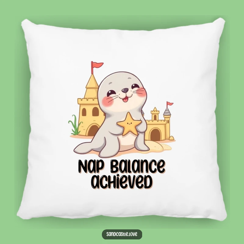Funny Seal Starfish Pillow: Coastal Comfort with Cute Circus Seal Funny Gift