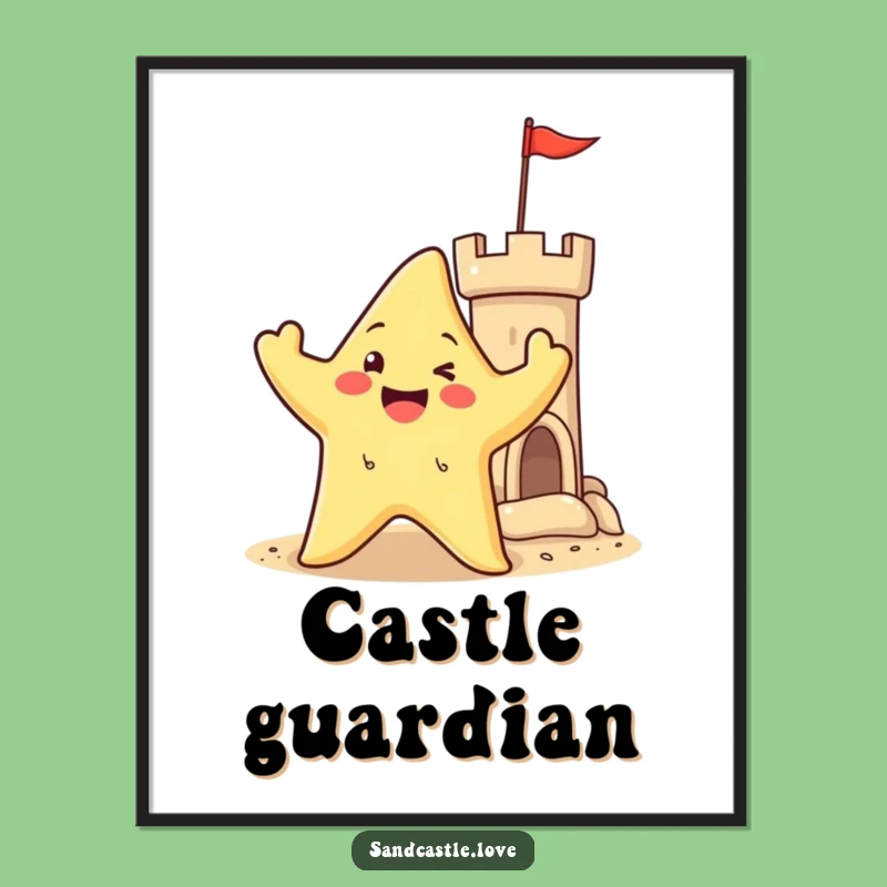 Happy Starfish Castle Digital Art: Beach Decor, Fun Ocean Gift!