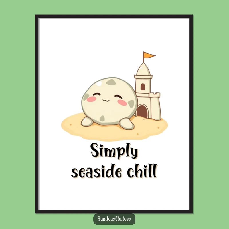 Funny Sand Dollar Digital Art: Peaceful Beach Character, Instant Gift