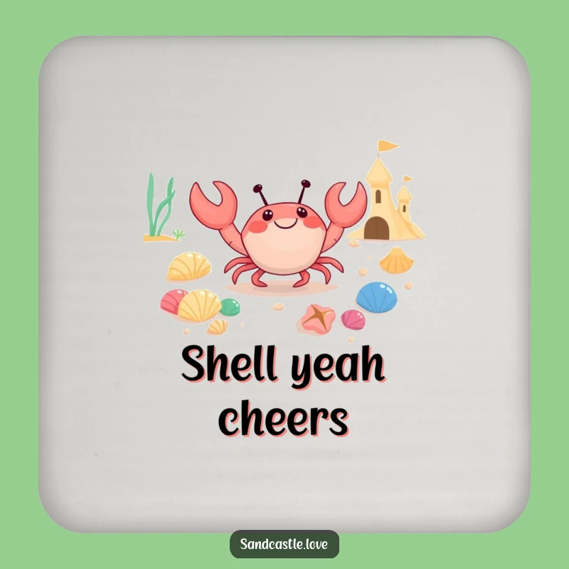 Funny Crab Seashell Coaster Set: Protect Surfaces with Cute Beach Art Funny Gift