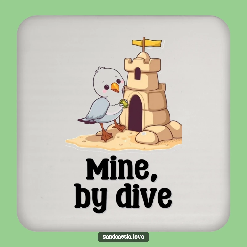 Funny Seagull Coaster: Beach Bandit Protects Drink from Sandcastle Thief, Fun Gift
