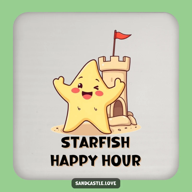 Happy Starfish Castle Coasters: Protect Surfaces, Beachy Fun Gift!