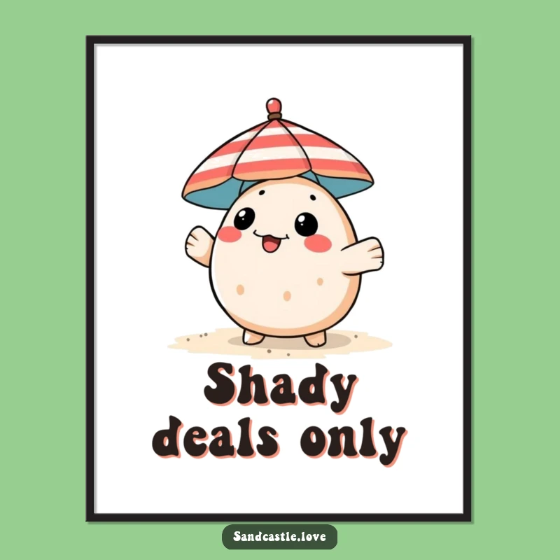 Funny Pufferfish Art Print: Playful Umbrella Fish Peeking, Beach Decor Gift