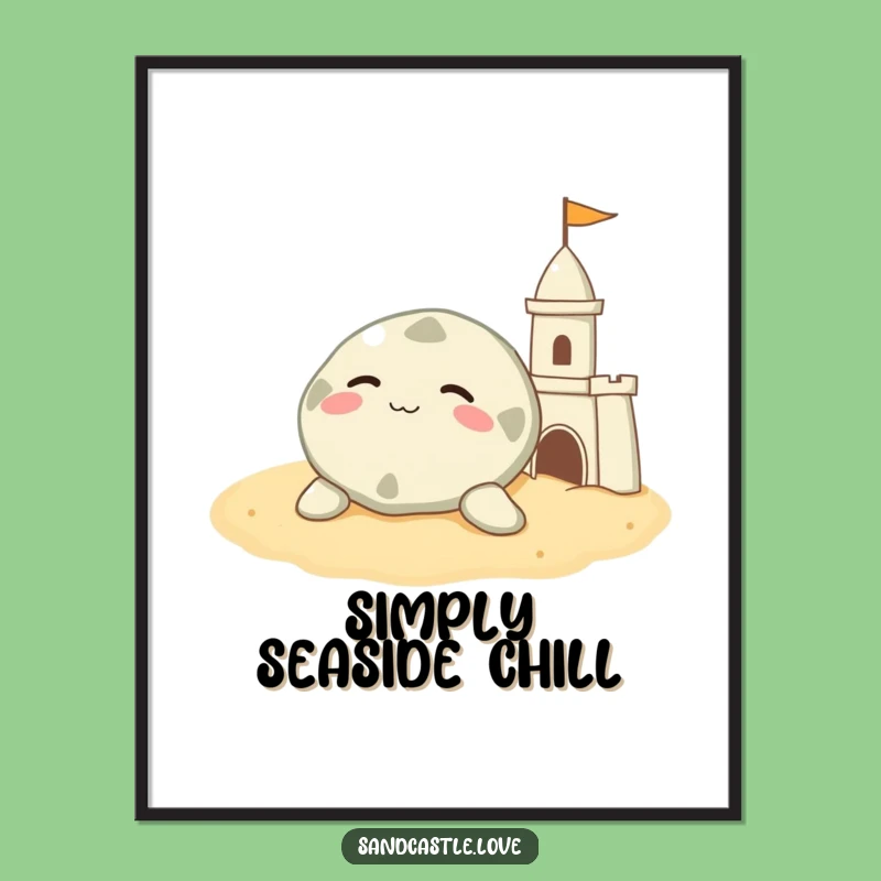 Funny Sand Dollar Art Print: Peaceful Beach Scene Decor, Relaxing Gift