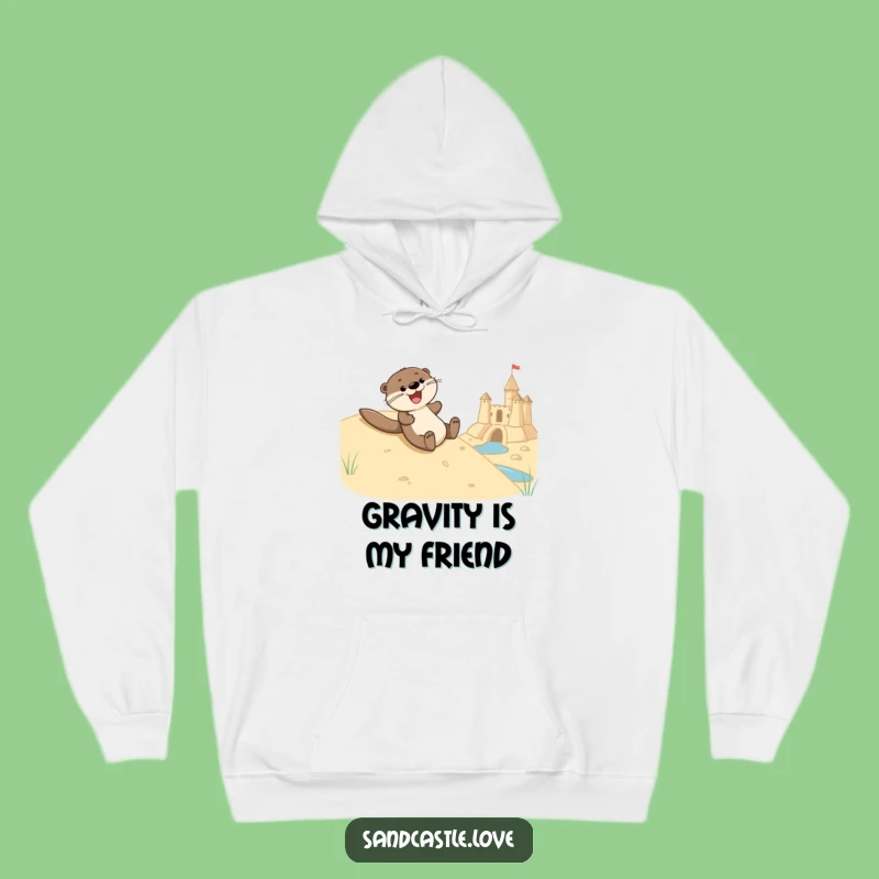 Funny Joyful Otter Sliding Hoodie: Cozy Comfort with Otter's Beach Descent Funny Gift