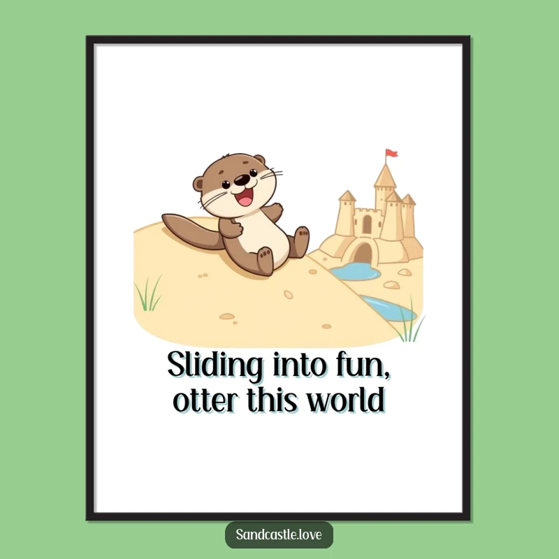 Funny Free Printable Wall Art: Joyful Otter Slide Fun Downloadable Decor