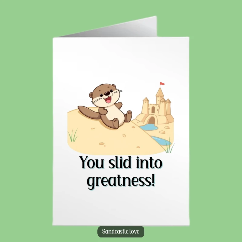 Free Printable Congrats Card: Joyful Otter Dive In! Downloadable Gift