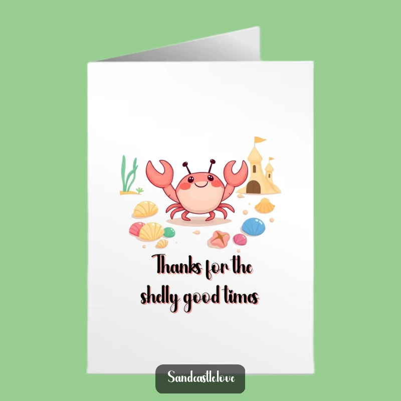 Free Printable Thank You Card: Happy Crab Seashell Thanks Downloadable