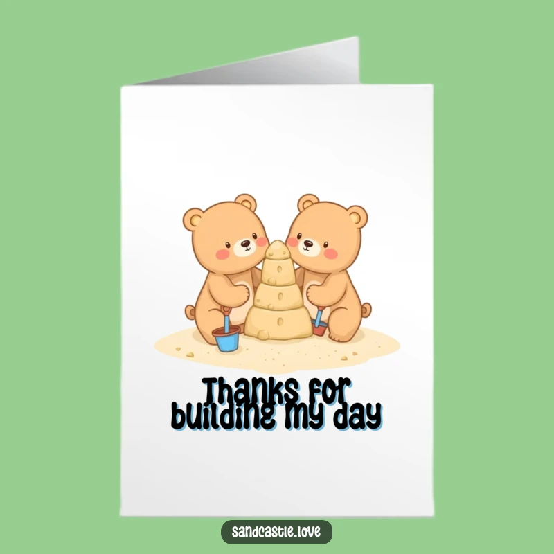Free Printable Thank You Card: Funny Bear Sandcastle Thank You Downloadable