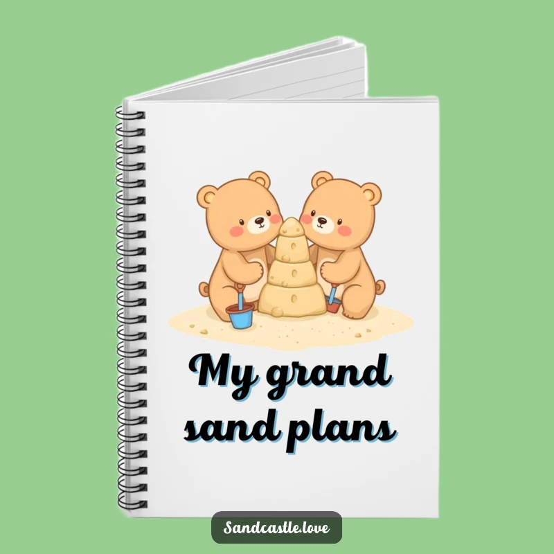 Funny Bear Sandcastle Builders Notebook: Jot Down Ideas with Cute Beach Art Funny Gift