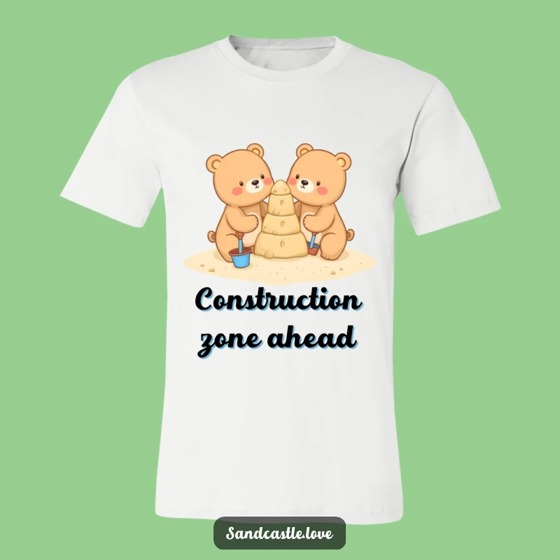 Funny Bear Sandcastle Builders T-Shirt: Cute Duo Creates Beach Masterpiece Funny Gift Tee