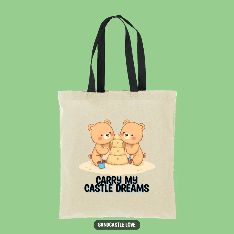 Funny Bear Sandcastle Builders Tote Bag: Carry Your Essentials with Cute Beach Art Funny Gift