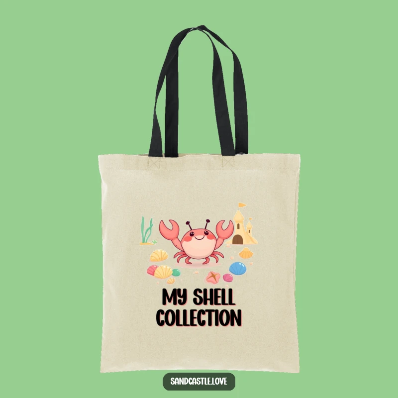 Funny Crab Seashell Collector Tote Bag: Carry Your Finds with Cute Beach Art Funny Gift