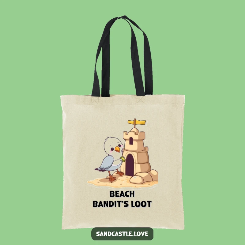Funny Seagull Tote Bag: Beach Bandit Steals Sandcastle Shiny, Perfect Eco-Friendly Gift