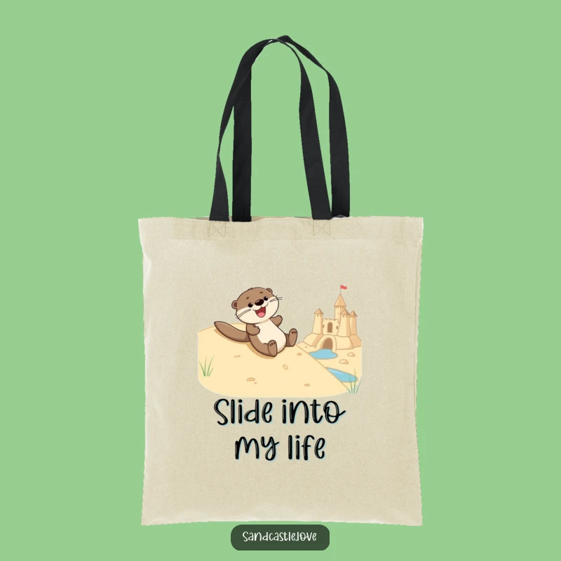Funny Otter Sliding Tote Bag: Carry Your Essentials with Otter's Beach Fun Funny Gift